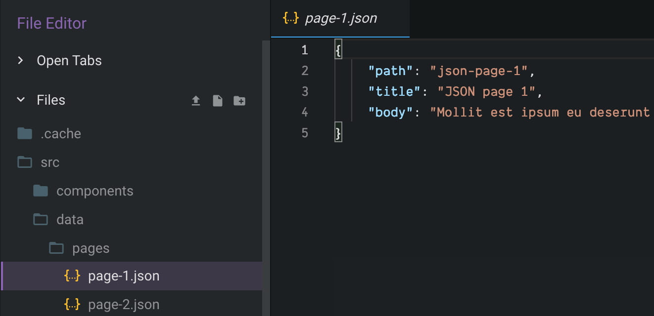 Example JSON files
