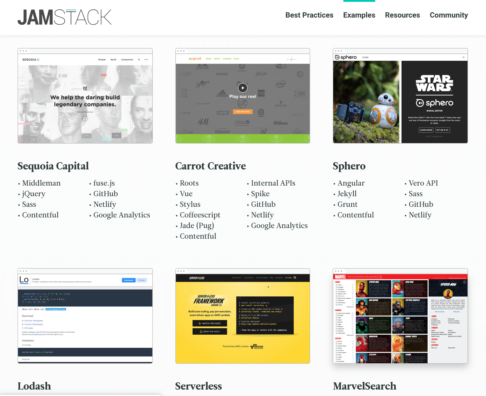 JAMstack examples